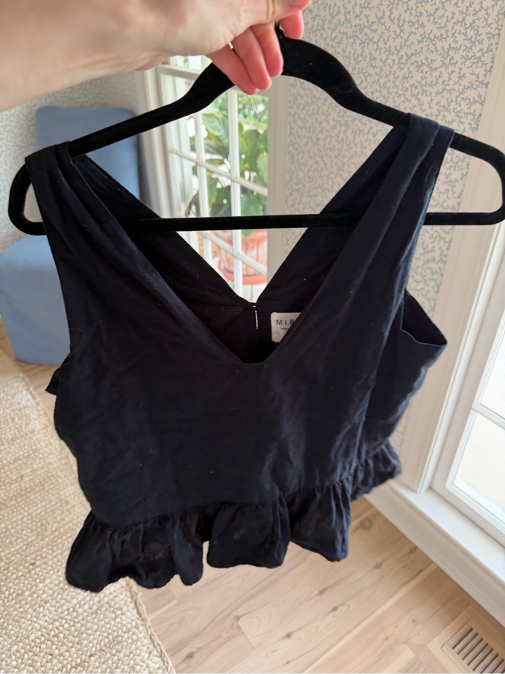 Mirth Black V-Neck Ruffle Hem Tank Top